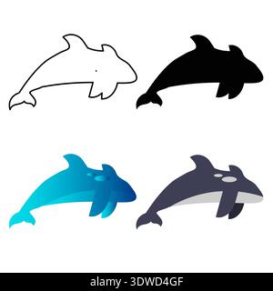 Abstract Flat Orca Animal Silhouette Illustration, can be used for business designs, presentation designs or any suitable designs. Stock Vector