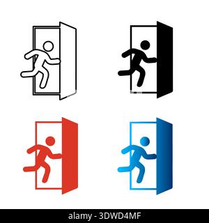 Abstract Emergency Exit Silhouette Illustration, can be used for business designs, presentation designs or any suitable designs. Stock Vector