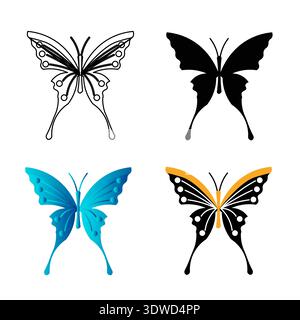 Abstract Flat Butterfly Animal Silhouette Illustration, can be used for business designs, presentation designs or any suitable designs. Stock Vector