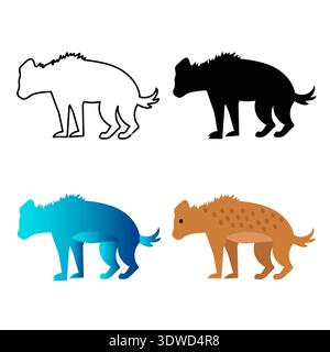 Abstract Flat Hyena Animal Silhouette Illustration, can be used for business designs, presentation designs or any suitable designs. Stock Vector