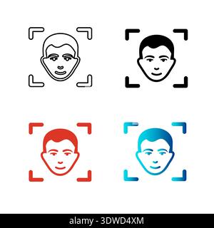 Abstract Face Recognition Silhouette Illustration, can be used for business designs, presentation designs or any suitable designs. Stock Vector
