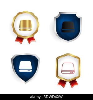 Abstract Hard Drive Badge and Label Collection, can be used for business designs, presentation designs or any suitable designs. Stock Vector