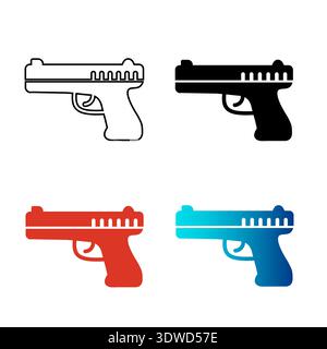 Abstract Gun Pistol Silhouette Illustration, can be used for business designs, presentation designs or any suitable designs. Stock Vector