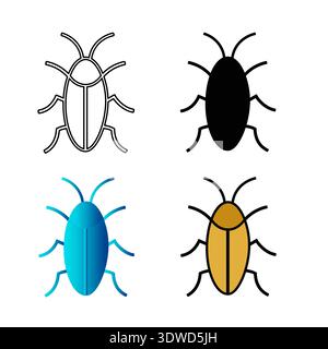 Abstract Flat Cockroach Insect Silhouette Illustration, can be used for business designs, presentation designs or any suitable designs. Stock Vector