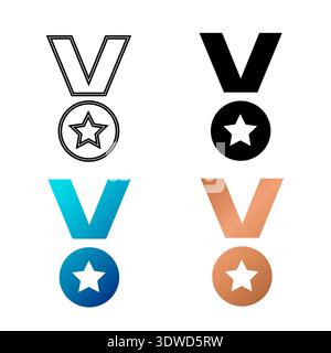 Abstract Gradient Bronze Medal Silhouette Illustration, can be used for business designs, presentation designs or any suitable designs. Stock Vector