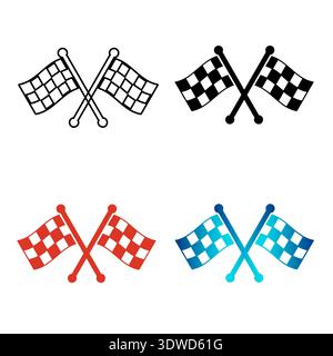 Abstract Racing Flags Silhouette Illustration, can be used for business designs, presentation designs or any suitable designs. Stock Vector