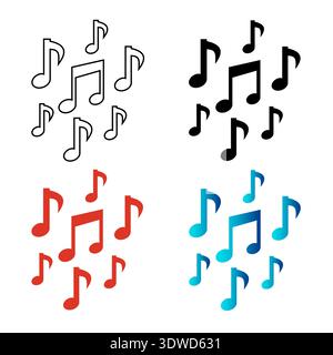Abstract Creative Music Notes Silhouette Illustration, can be used for business designs, presentation designs or any suitable designs. Stock Vector