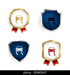 Abstract Skidding Car Badge and Label Collection, can be used for business designs, presentation designs or any suitable designs. Stock Vector