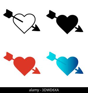 Abstract Cupid Heart With Cupid Arrow Silhouette Illustration, can be used for business designs, presentation designs or any suitable designs. Stock Vector