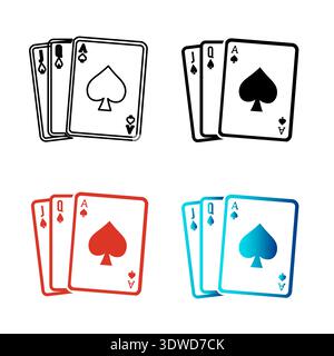 Abstract Poker Cards Silhouette Illustration, can be used for business designs, presentation designs or any suitable designs. Stock Vector
