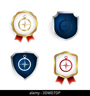 Abstract Marine Compass Badge and Label Collection, can be used for business designs, presentation designs or any suitable designs. Stock Vector