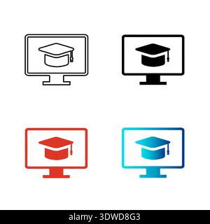 Abstract Online Learning Silhouette Illustration, can be used for business designs, presentation designs or any suitable designs. Stock Vector