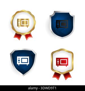 Abstract Modern Microwave Badge and Label Collection, can be used for business designs, presentation designs or any suitable designs. Stock Vector