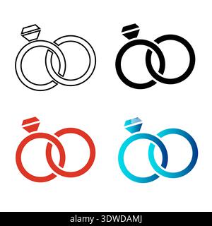 Abstract Wedding Rings Silhouette Illustration, can be used for business designs, presentation designs or any suitable designs. Stock Vector