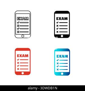 Abstract Online Exam Silhouette Illustration, can be used for business designs, presentation designs or any suitable designs. Stock Vector