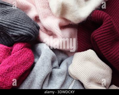 Knitted woolen or cashmere texture background Stock Photo