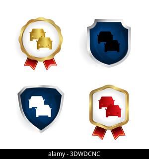 Abstract Two Cars Badge and Label Collection, can be used for business designs, presentation designs or any suitable designs. Stock Vector