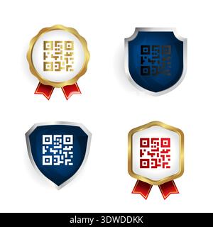 Abstract QR Code Badge and Label Collection, can be used for business designs, presentation designs or any suitable designs. Stock Vector