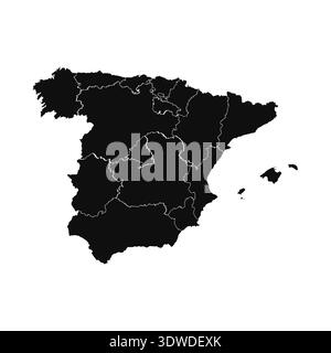 Abstract Spain Silhouette Detailed Map, can be used for business designs, presentation designs or any suitable designs. Stock Vector