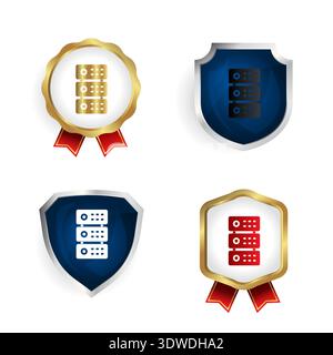Abstract Server Badge and Label Collection, can be used for business designs, presentation designs or any suitable designs. Stock Vector