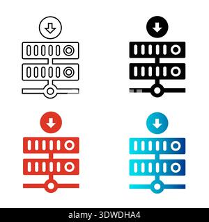 Abstract Server Download Silhouette Illustration, can be used for business designs, presentation designs or any suitable designs. Stock Vector