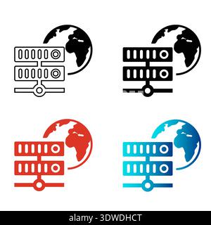 Abstract Server Earth Silhouette Illustration, can be used for business designs, presentation designs or any suitable designs. Stock Vector