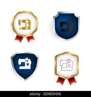 Abstract Sewing Machine Badge and Label Collection, can be used for business designs, presentation designs or any suitable designs. Stock Vector