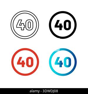 Abstract Speed Limit 40 Silhouette Illustration, can be used for business designs, presentation designs or any suitable designs. Stock Vector