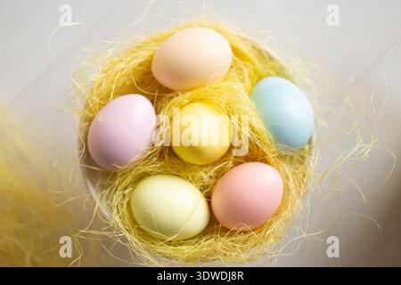 Beautiful Easter still life painted eggs Stock Photo