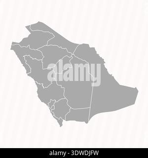 Detailed Map of Saudi Arabia With States and Cities, can be used for business designs, presentation designs or any suitable designs. Stock Vector