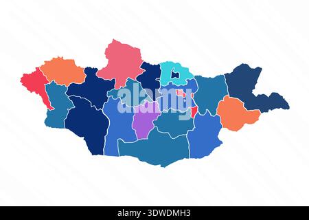 Multicolor Map of Mongolia With Provinces, can be used for business designs, presentation designs or any suitable designs. Stock Vector