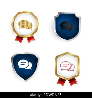 Abstract Text Message Badge and Label Collection, can be used for business designs, presentation designs or any suitable designs. Stock Vector