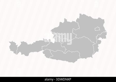 Detailed Map of Austria With States and Cities, can be used for business designs, presentation designs or any suitable designs. Stock Vector
