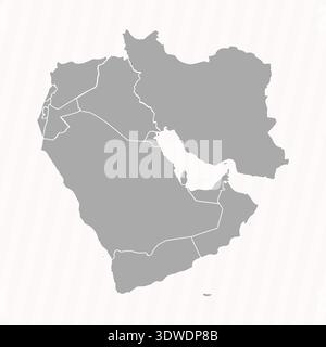 Detailed Map of Middle East With Countries, can be used for business designs, presentation designs or any suitable designs. Stock Vector