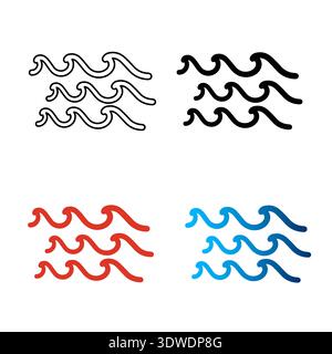 Abstract Water Waves Silhouette Illustration, can be used for business designs, presentation designs or any suitable designs. Stock Vector