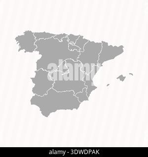 Detailed Map of Spain With States and Cities , can be used for business designs, presentation designs or any suitable designs. Stock Vector