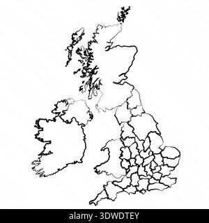 Hand Drawn United Kingdom Map Illustration, can be used for business designs, presentation designs or any suitable designs. Stock Vector
