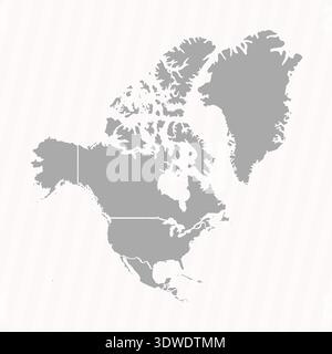 Detailed Map of North America With Countries, can be used for business designs, presentation designs or any suitable designs. Stock Vector