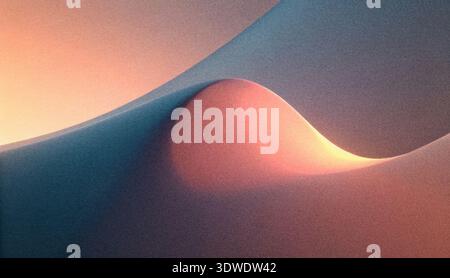 Swirling forms and gentle gradients create a tranquil scene, reminiscent of sand dunes illuminated by warm sunset hues. The soft colors blend beautifu Stock Photo