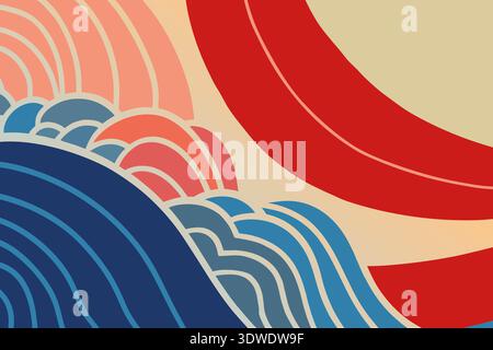 Colorful abstract waves in shades of blue, pink, and red create a modern art piece. The dynamic shapes flow together on a light background, demonstrat Stock Photo