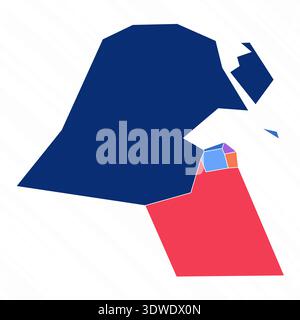 Multicolor Map of Kuwait With Provinces, can be used for business designs, presentation designs or any suitable designs. Stock Vector