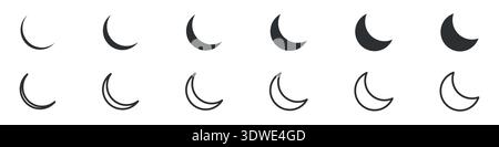Crescent Moon and Star Icons set vector illustration Stock Vector