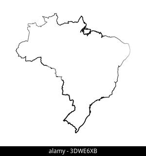 Hand Drawn Lined Brazil Simple Map Drawing, can be used for business designs, presentation designs or any suitable designs. Stock Vector