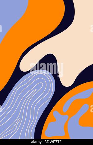 This abstract illustration features a dynamic blend of vivid colors and flowing shapes on a dark background. The composition evokes creativity and mod Stock Photo
