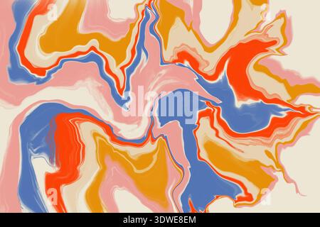 A dynamic abstract design featuring swirling organic shapes in vibrant colors. This image showcases intense blues, reds, and yellows creating expressi Stock Photo