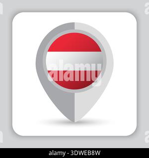 Austria Flag Pin Map Icon Stock Vector