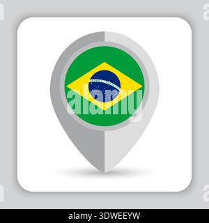 Brazil Flag Pin Map Icon Stock Vector