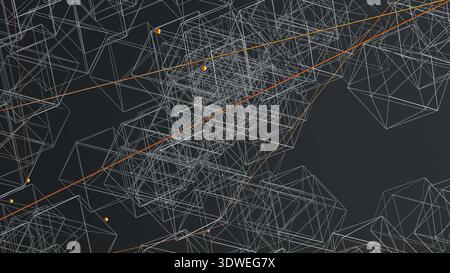This design features a dynamic abstract 3D background filled with geometric shapes and intersecting lines creating a vibrant visual experience. Stock Photo