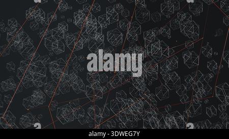 This design features a dynamic abstract 3D background filled with geometric shapes and intersecting lines creating a vibrant visual experience. Stock Photo