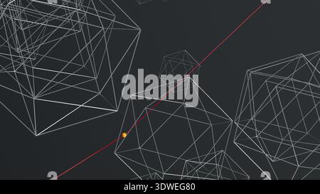 This design features a dynamic abstract 3D background filled with geometric shapes and intersecting lines creating a vibrant visual experience. Stock Photo